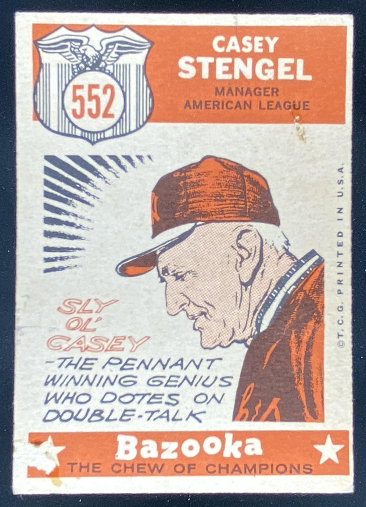 1959 Topps Casey Stengel #552 trading card