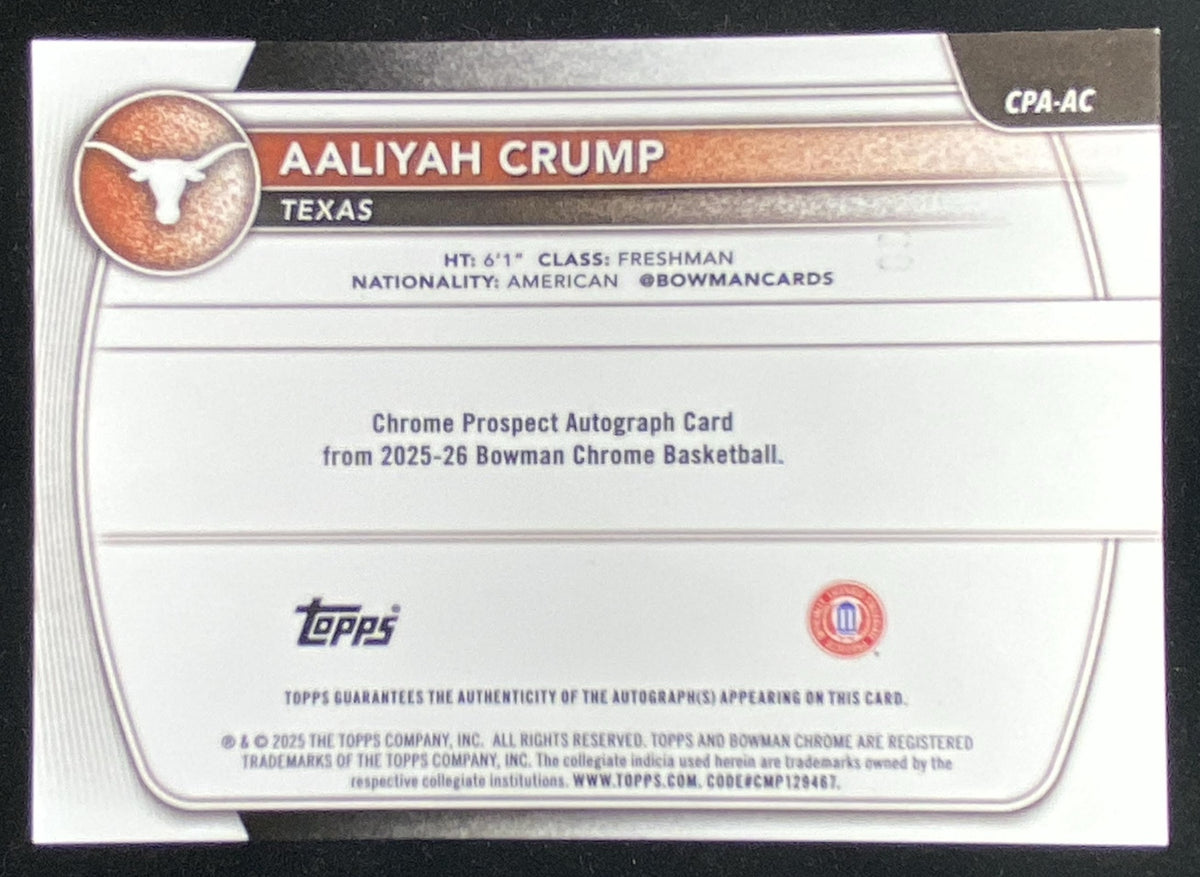 2025 Bowman Aaliyah Crump #CPA-AC trading card