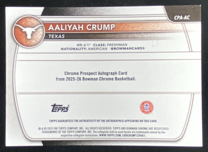 2025 Bowman Aaliyah Crump #CPA-AC trading card