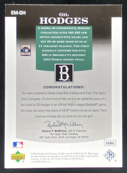 2006 Upper Deck Epic Gil Hodges #EH-GH trading card