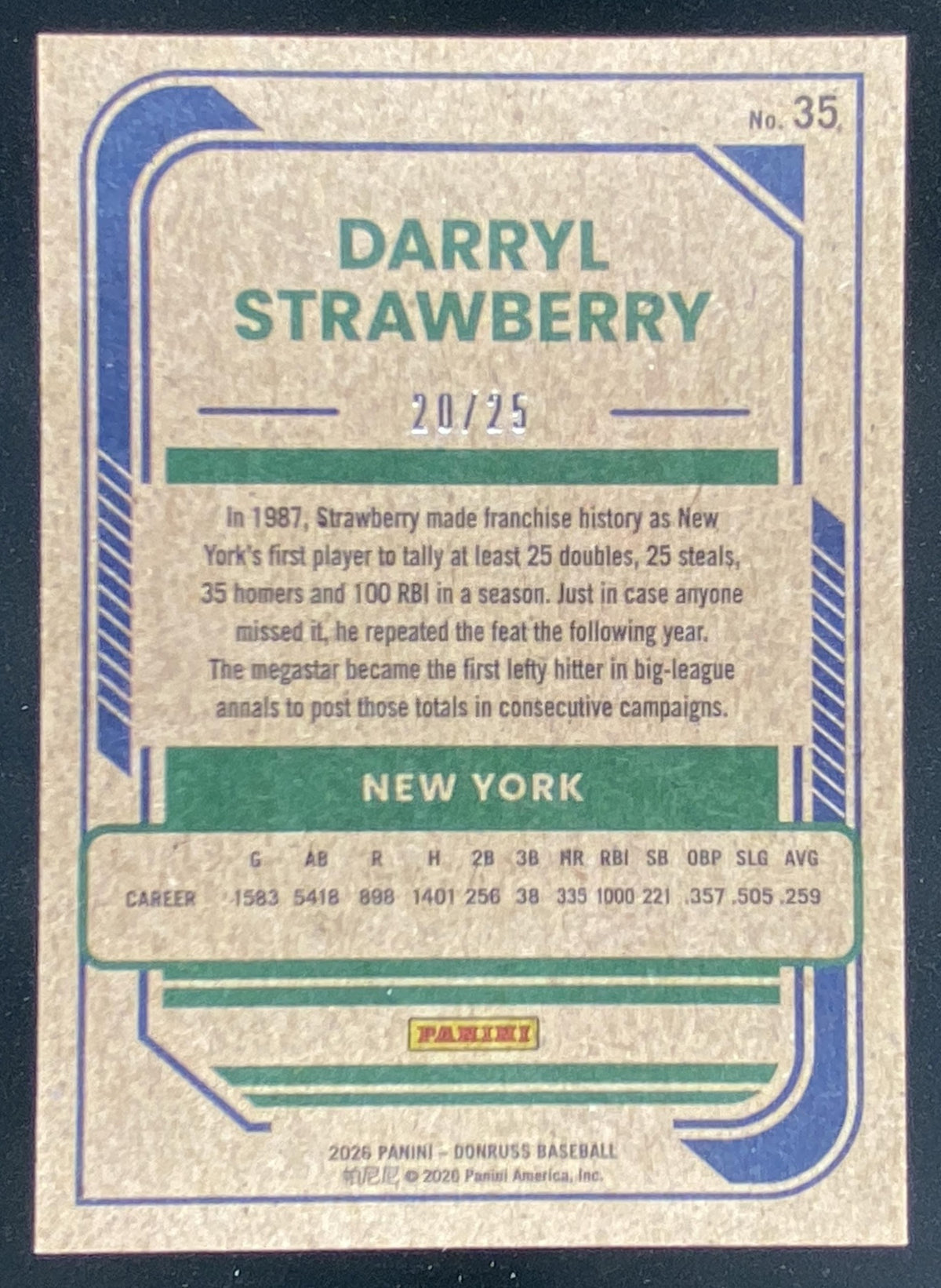 2026 Panini Donruss Darryl Strawberry #35 trading card