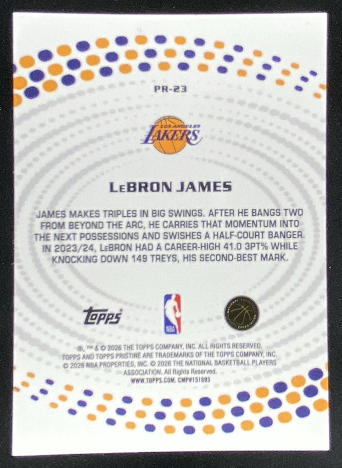 2025 Topps Pristine LeBron James #PR-23 trading card