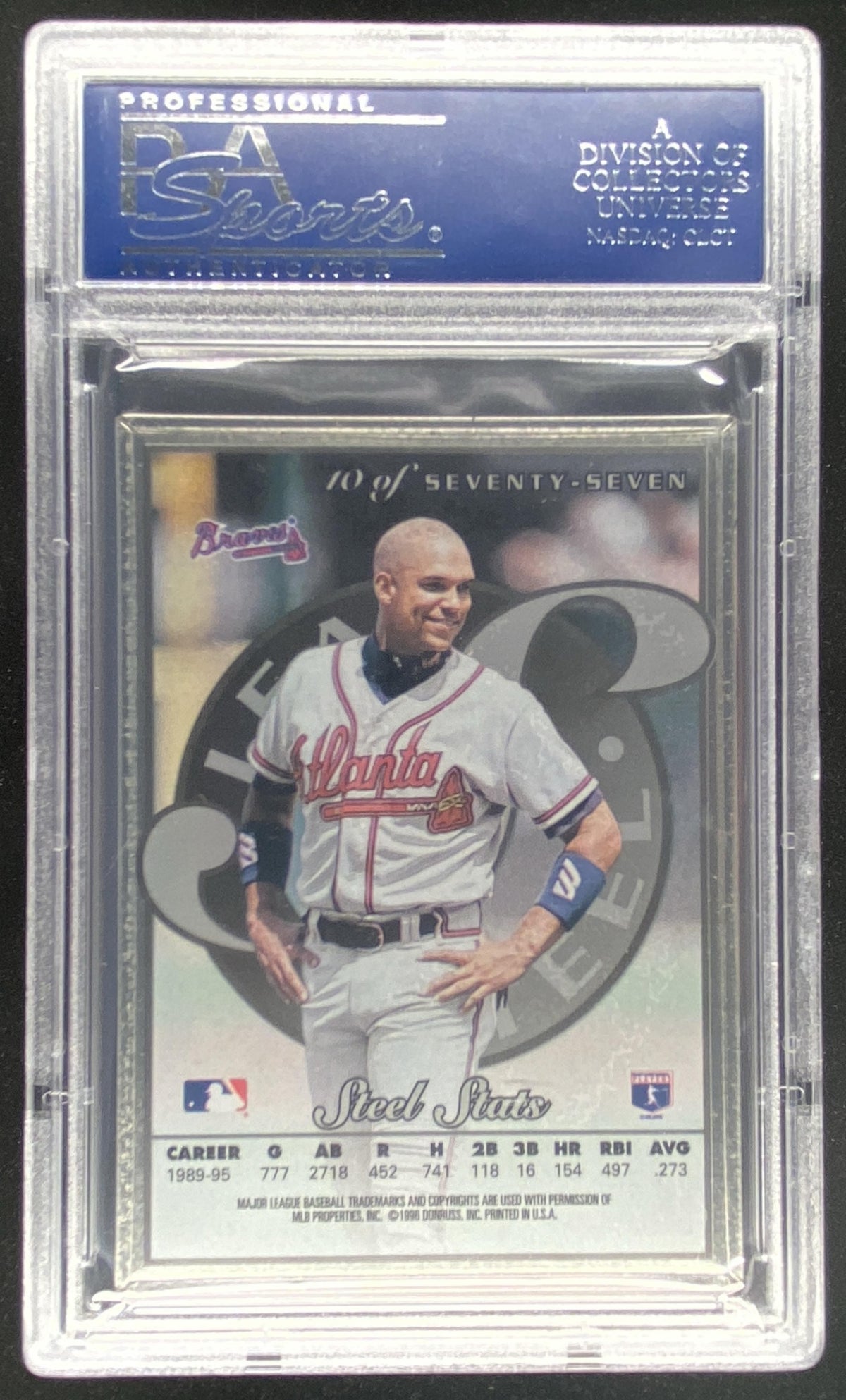 1996 Leaf Preferred Steel David Justice #10 graded PSA 10 trading card