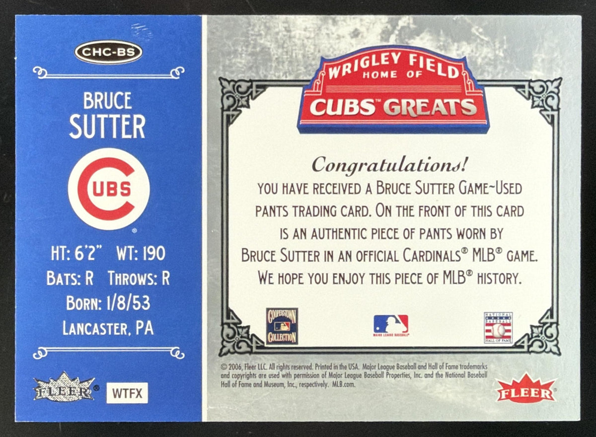 2006 Fleer Greats of the Game Cubs Greats Bruce Sutter Jersey