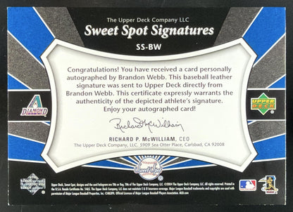 2004 Upper Deck Sweet Spot Signatures Brandon Webb Auto