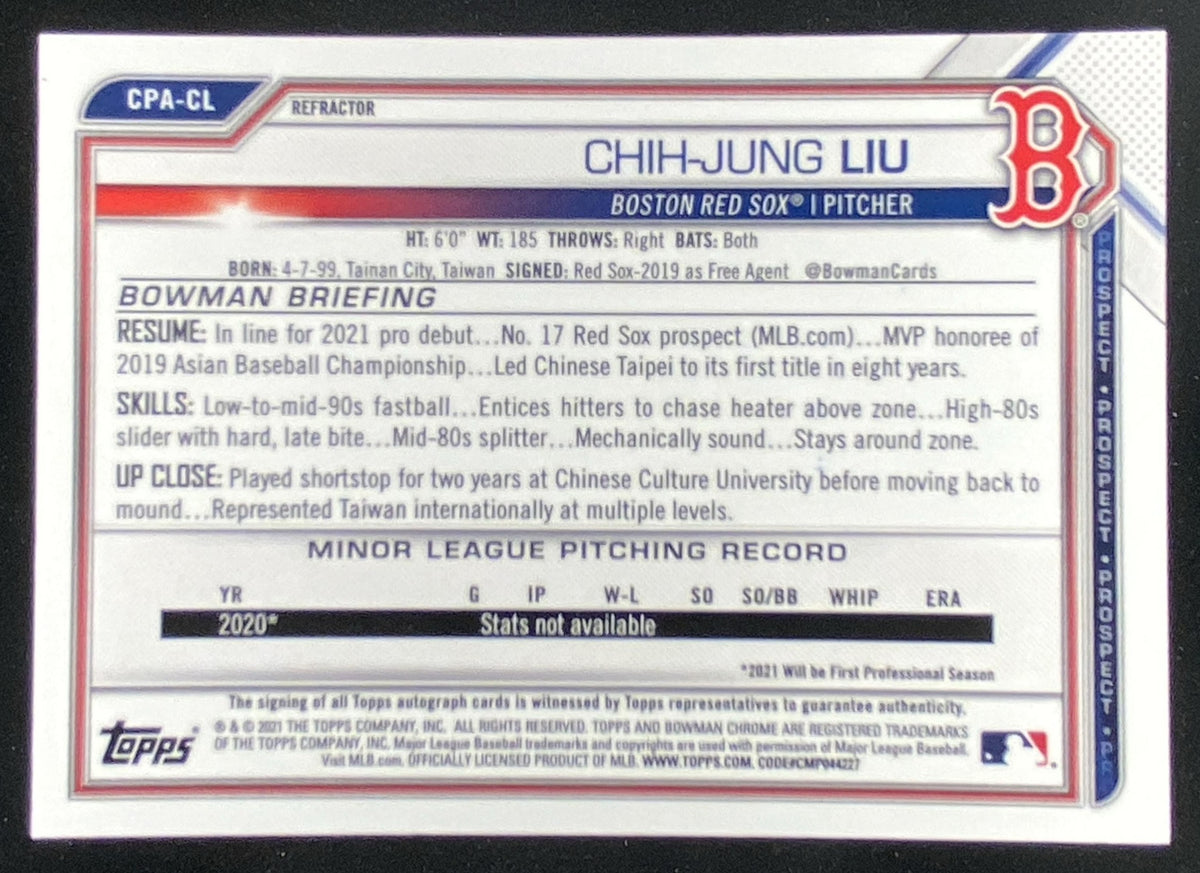 2021 Bowman Chrome Chih-Jung Liu trading card