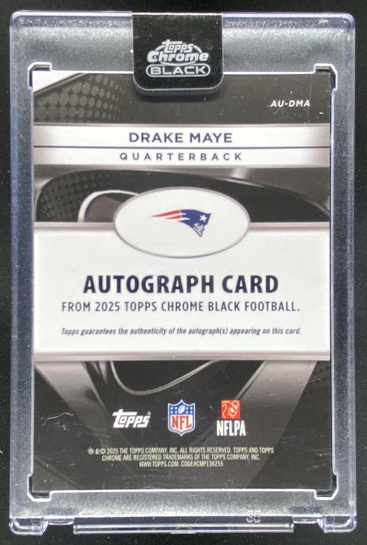 2025 Topps Chrome Drake Maye #AU-DMA trading card