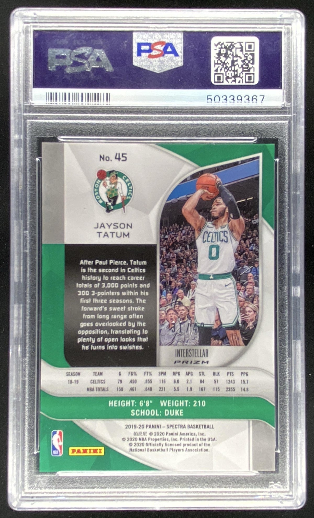 2019 Panini Spectra Jayson Tatum #45 trading card
