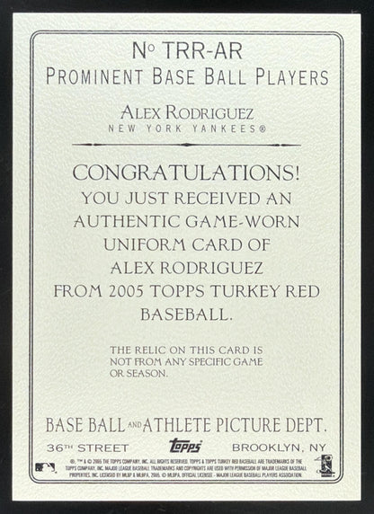 2005 Topps Turkey Red Alex Rodriguez Jersey