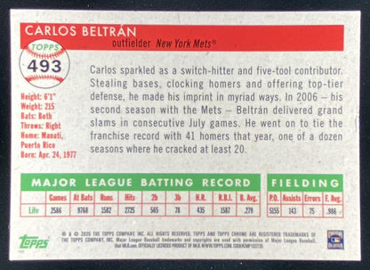 2025 Topps Chrome Platinum Anniversary Carlos Beltran trading card