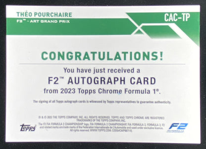 2023 Topps Chrome Formula 1 Théo Pourchaire trading card