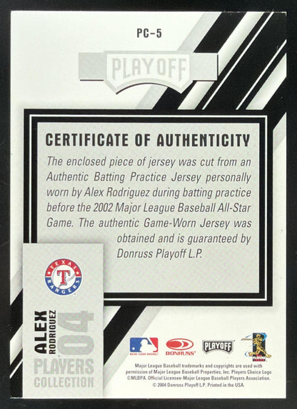 2004 Playoff Prestige Players Collection Alex Rodriguez Jersey