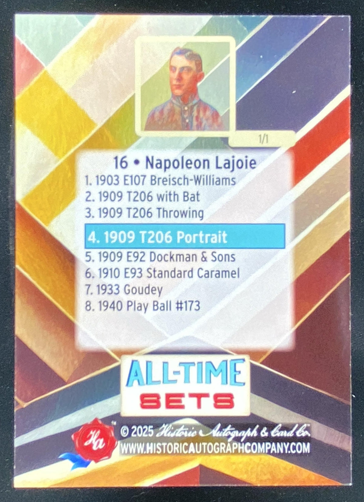 2025 Historic Autographs All-Time Sets Nap Lajoie trading card