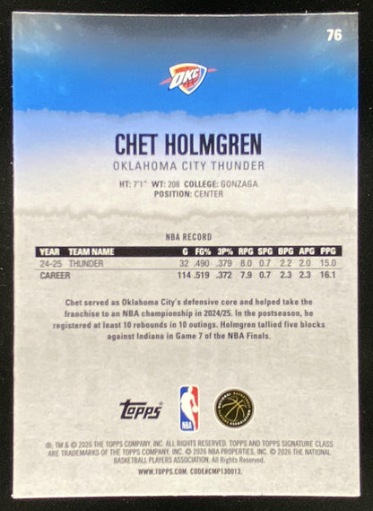 2025 Topps Signature Class Chet Holmgren #76 trading card