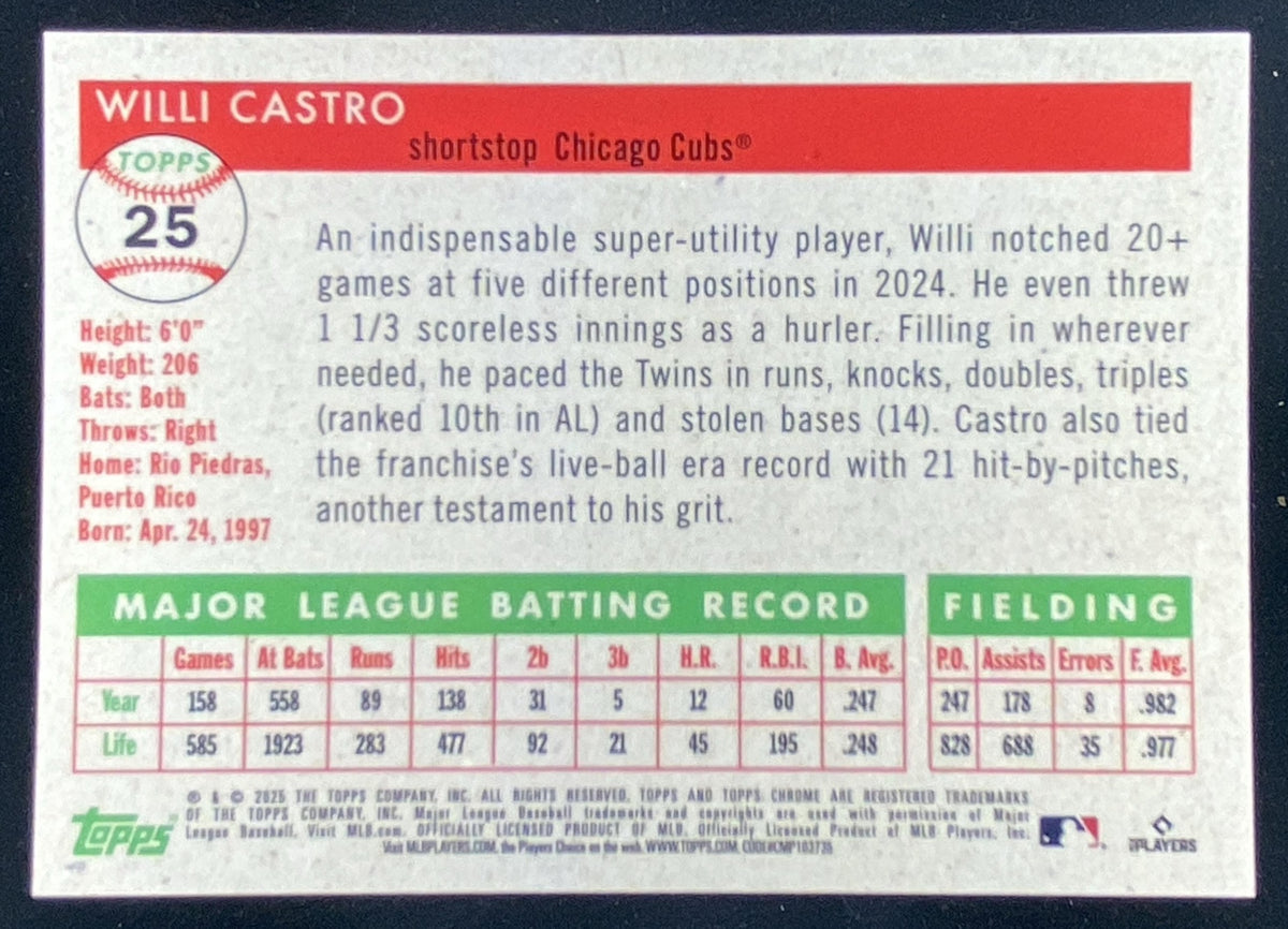 2025 Topps Chrome Platinum Willi Castro #25 trading card