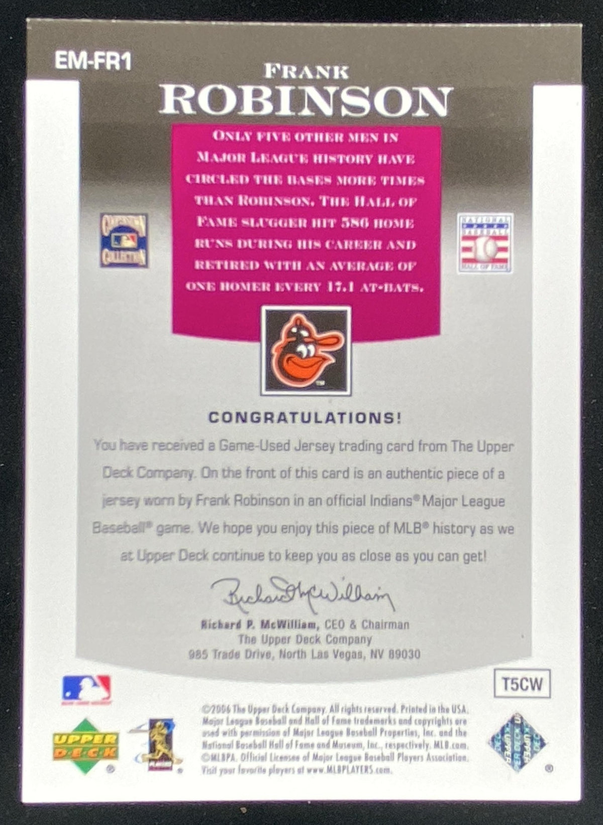 2006 Upper Deck Epic Frank Robinson trading card