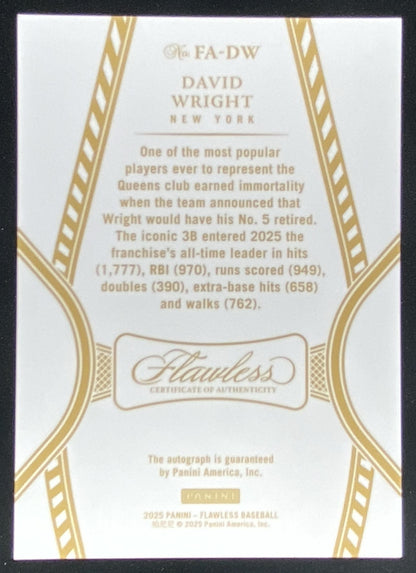 2025 Panini Flawless David Wright #FA-DW trading card