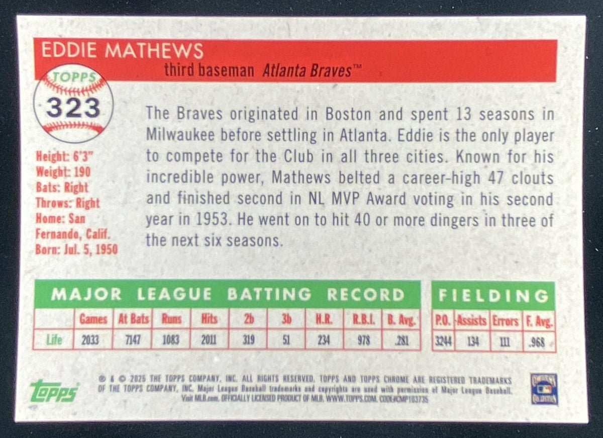 2025 Topps Chrome Platinum Eddie Mathews #323 trading card