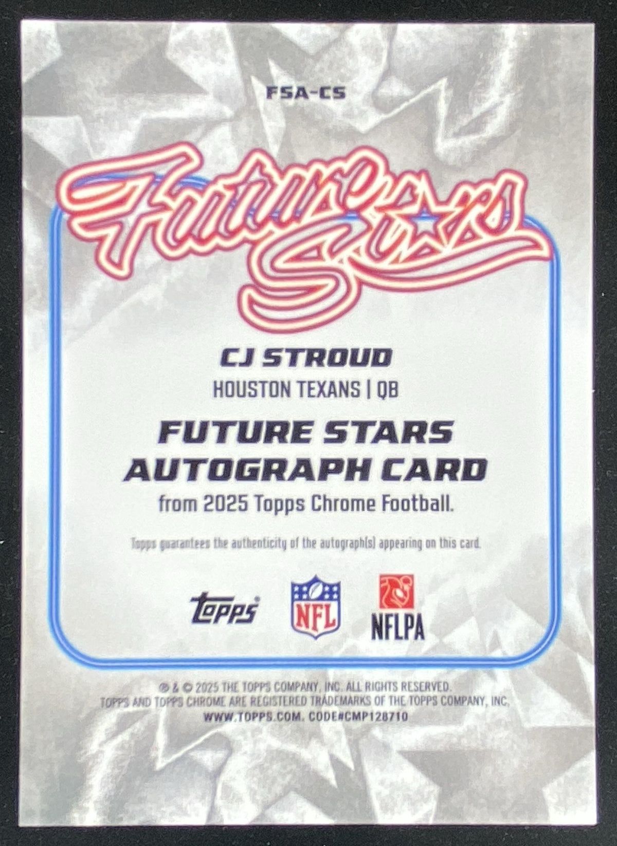 2025 Topps Chrome C.J. Stroud #FSA-CS trading card