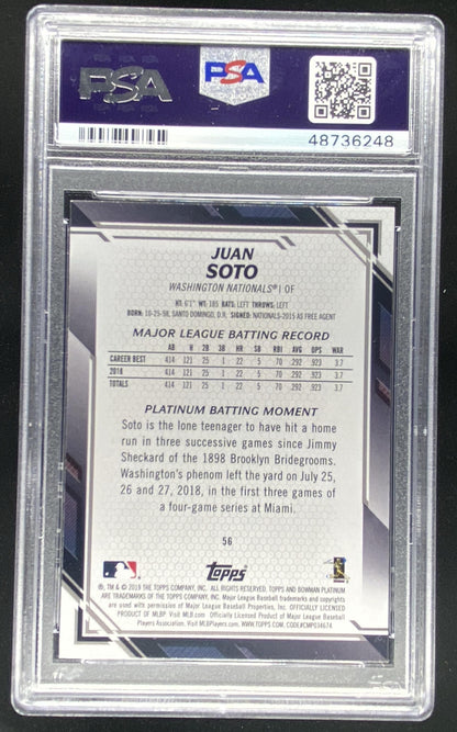 2019 Bowman Platinum Juan Soto #56 graded PSA 9 trading card