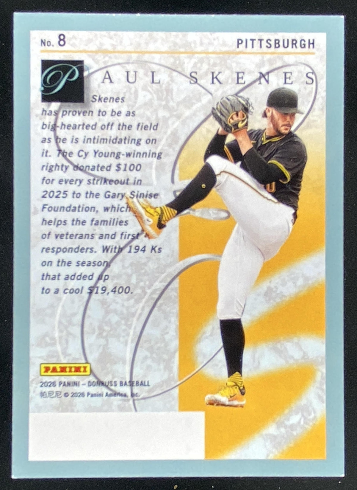 2026 Panini Donruss Elite Paul Skenes #8 trading card