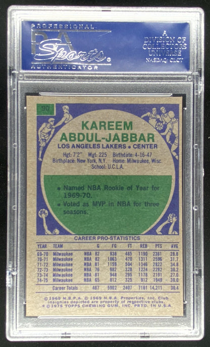 1975 Topps Kareem Abdul-Jabbar #90 graded PSA 6 trading card
