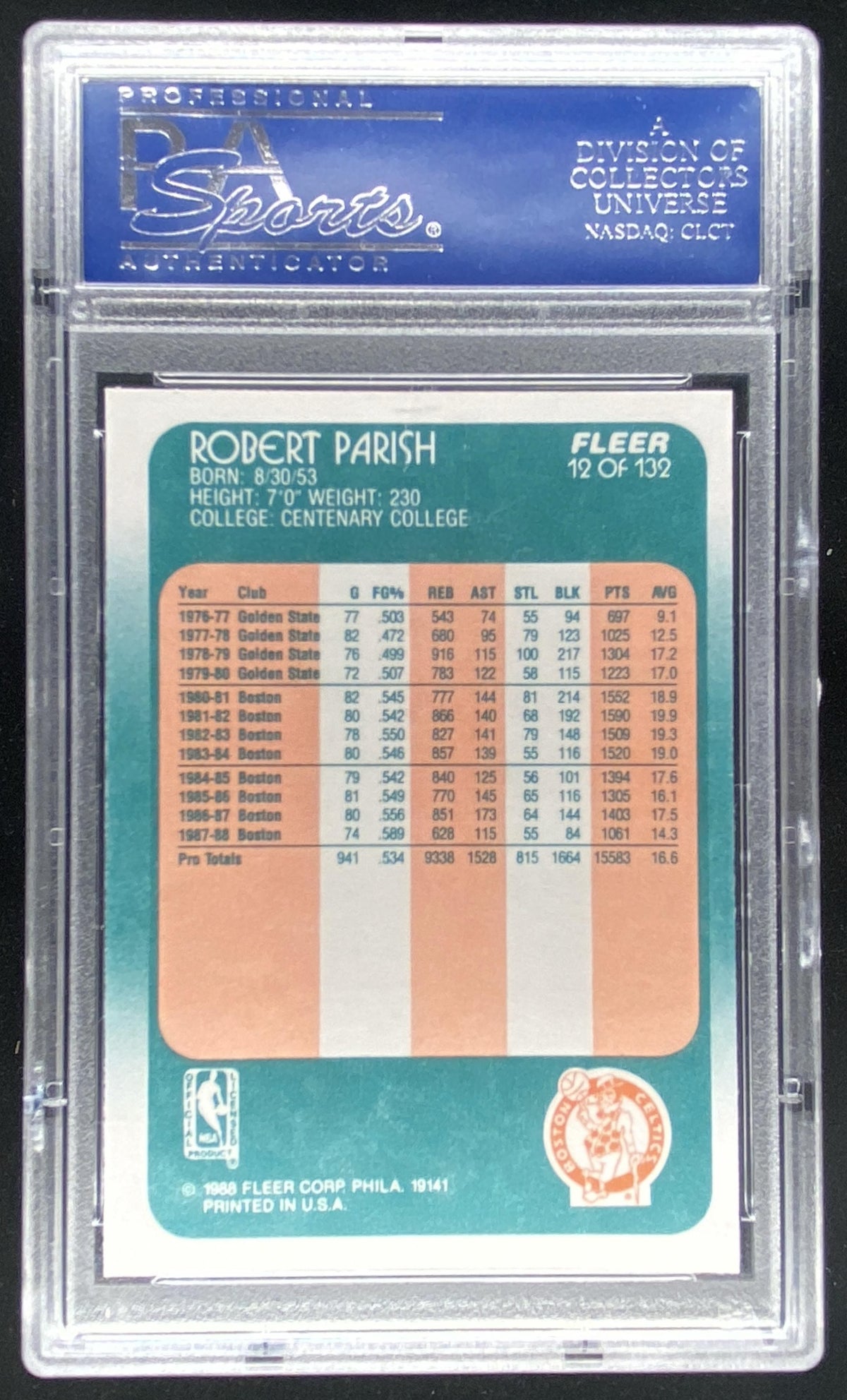 1988 Fleer Robert Parish #12 graded PSA 10 trading card