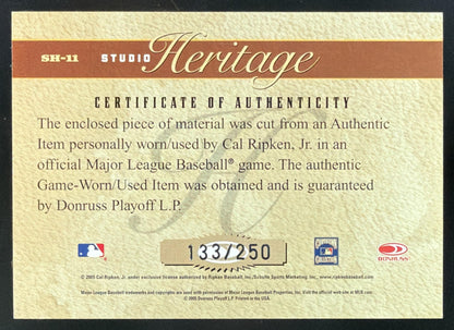 2005 Donruss Studio Heritage Cal Ripken Jr. Jersey /250