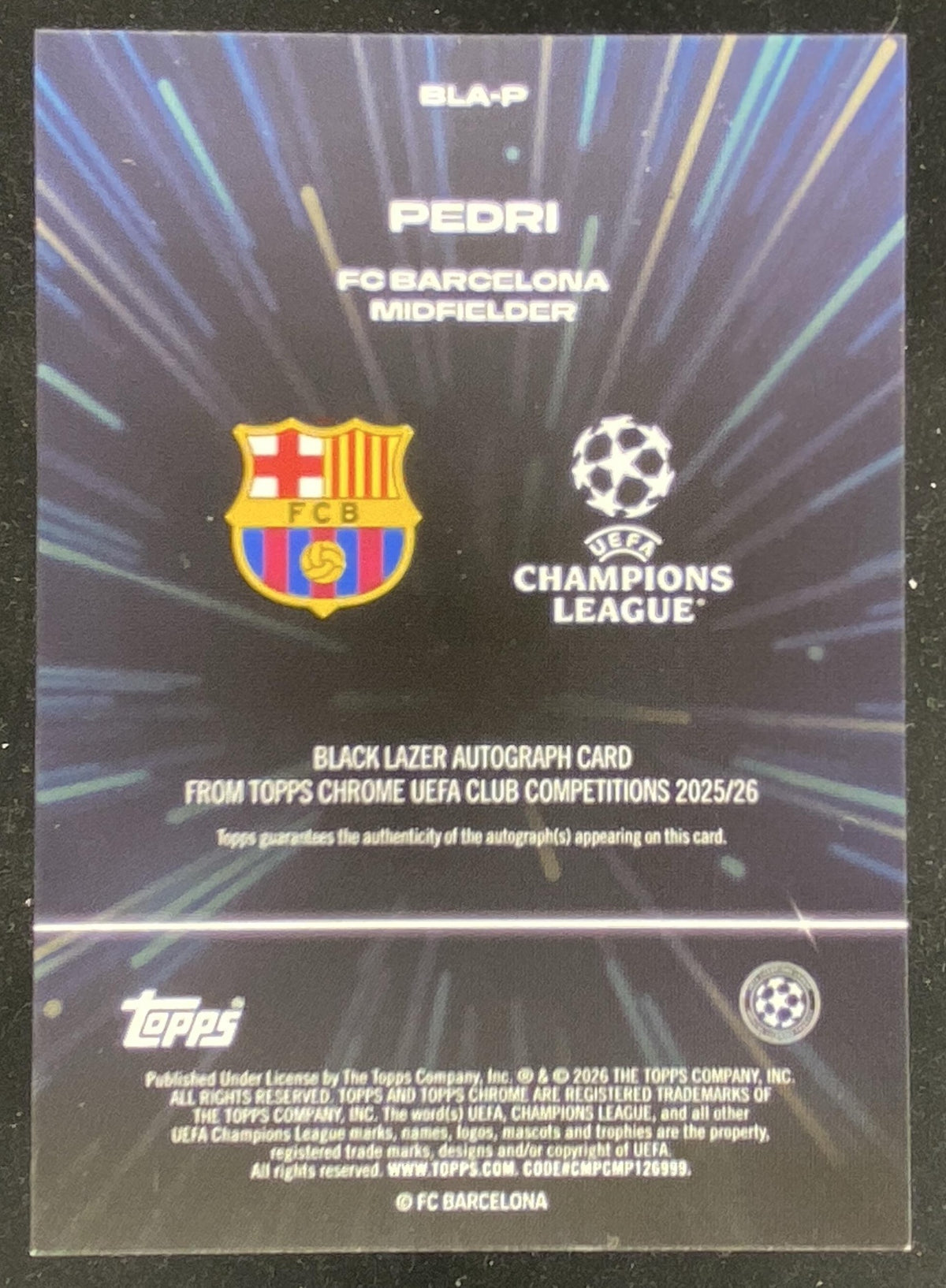 2025 Topps Chrome UEFA Club Competitions Pedri trading card
