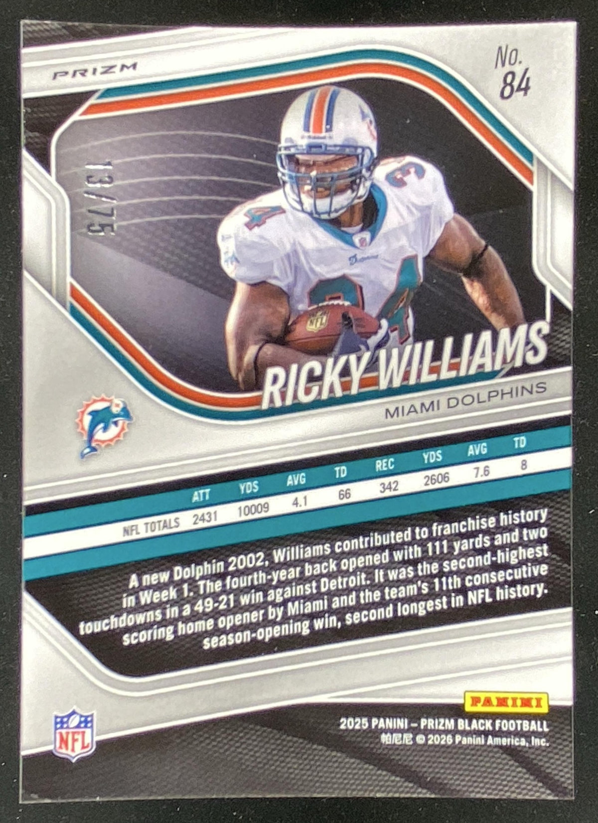2025 Panini Prizm Ricky Williams trading card