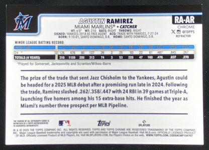 2025 Topps Chrome Update Agustin Ramirez #RA-AR trading card