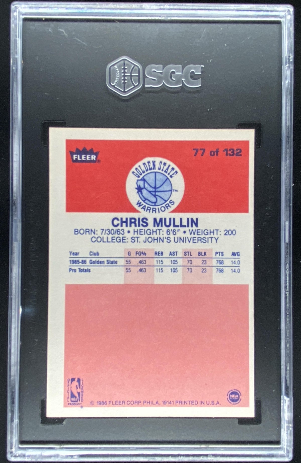 1986 Fleer Chris Mullin #77 trading card