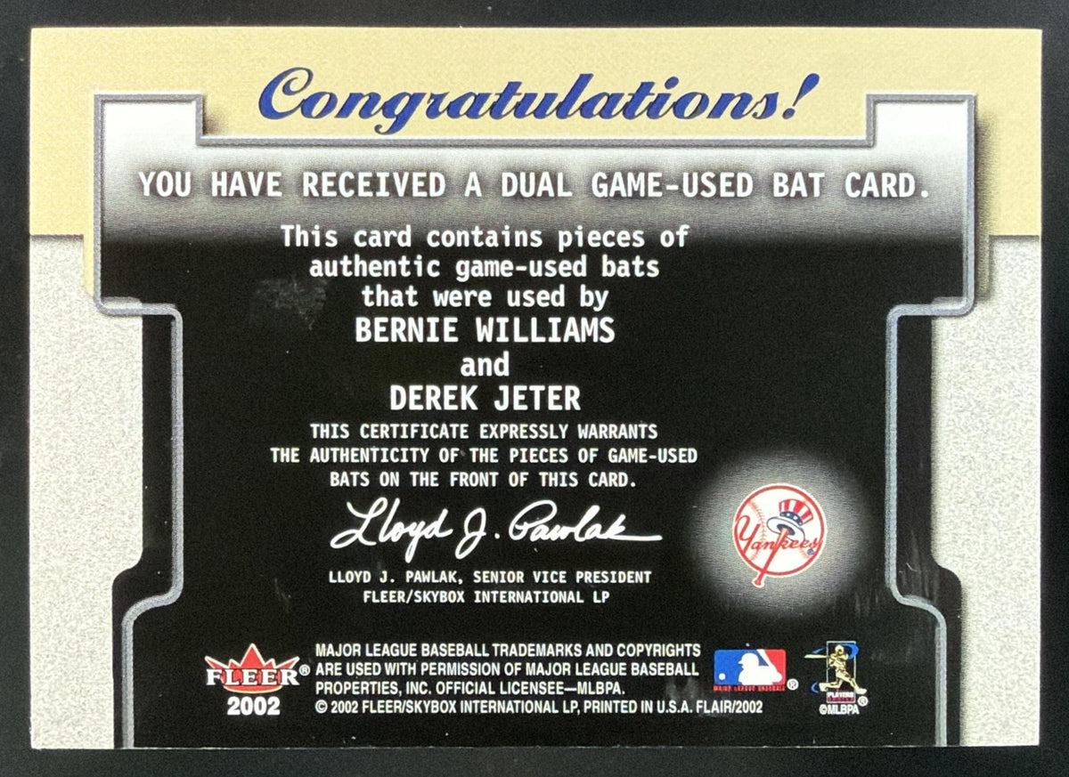 2002 Flair Power Tools Dual Bernie Williams / Derek Jeter Bat