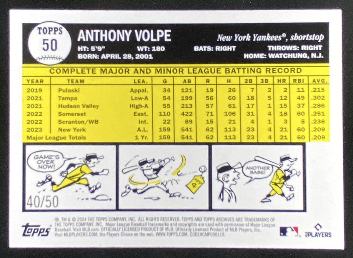 2024 Topps Archives Anthony Volpe #50 trading card