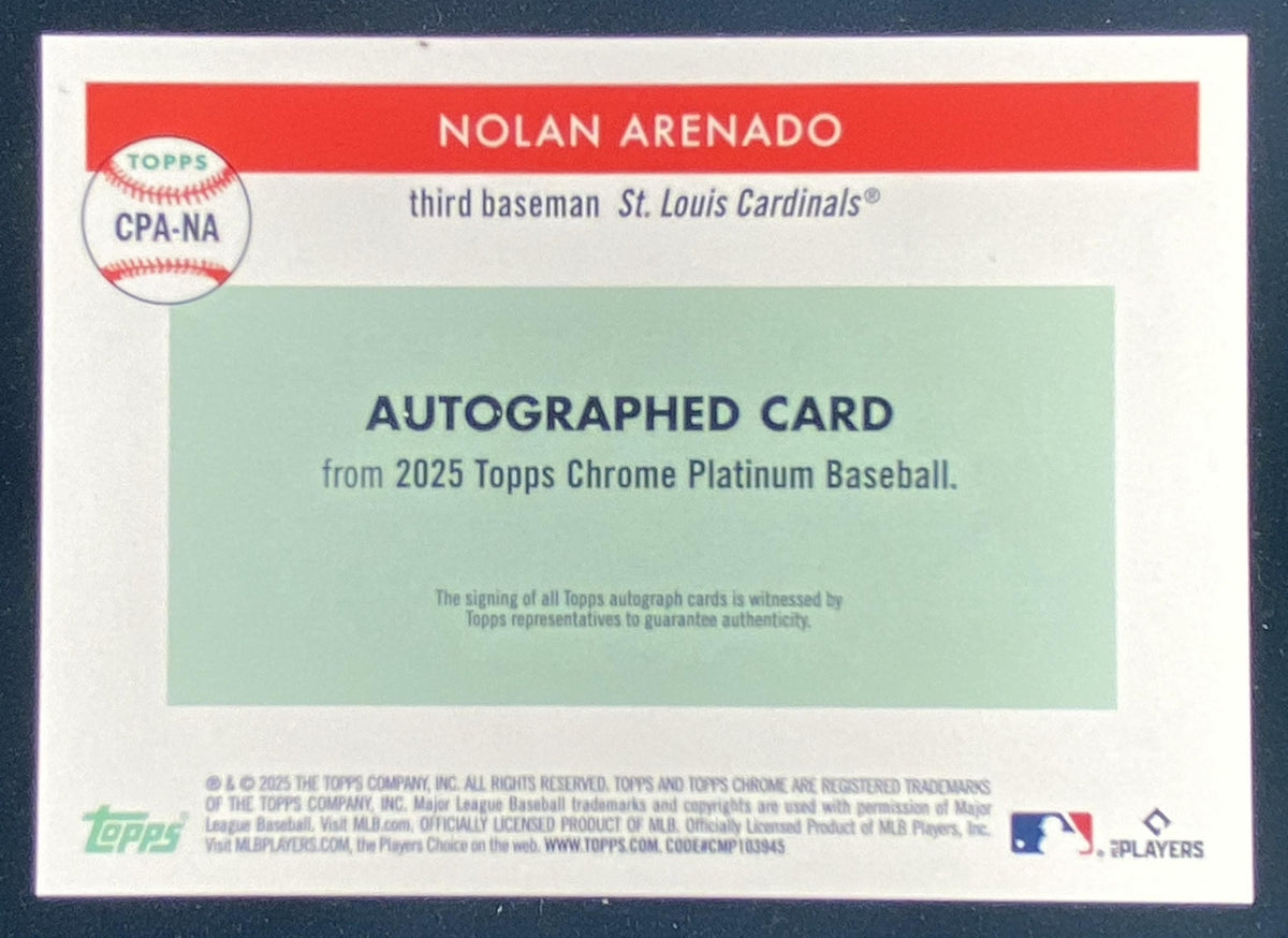 2025 Topps Chrome Platinum Anniversary Nolan Arenado trading card