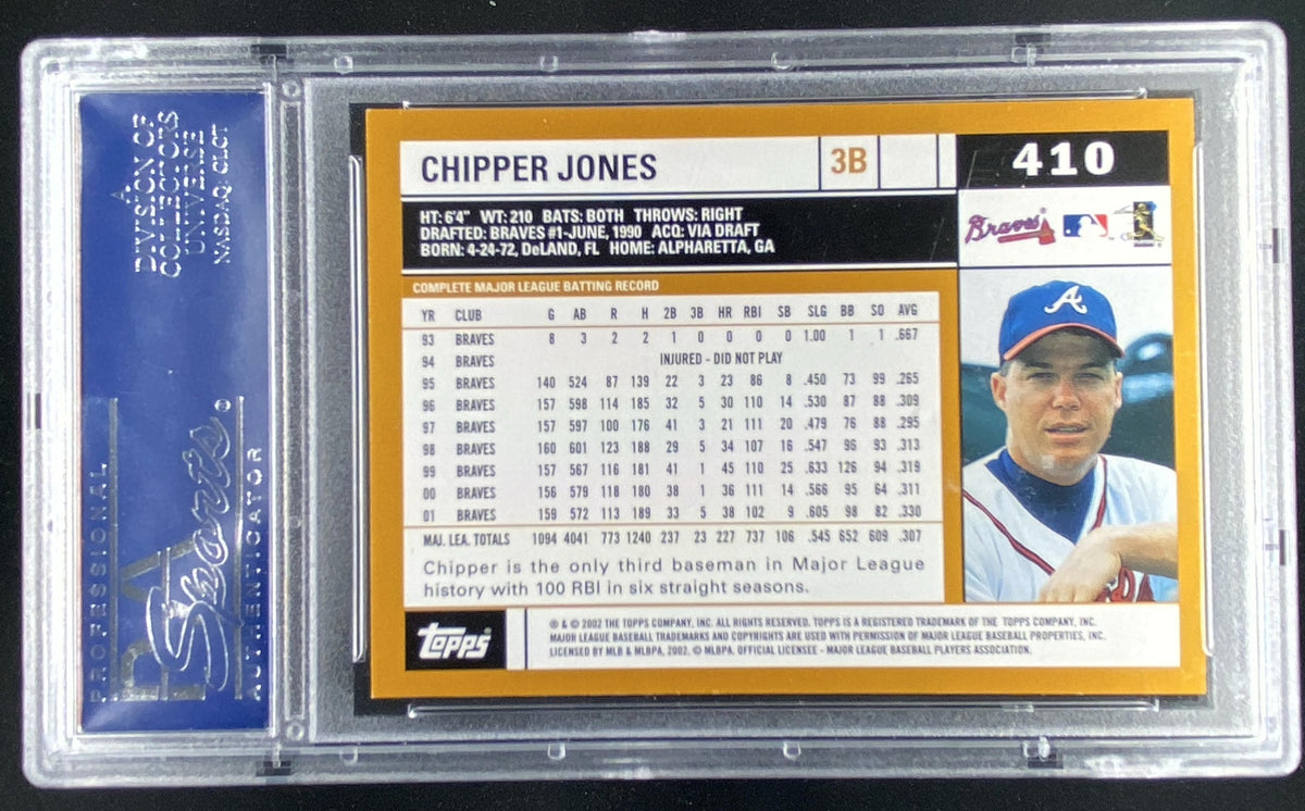 2002 Topps Chipper Jones #410 graded PSA 10 trading card