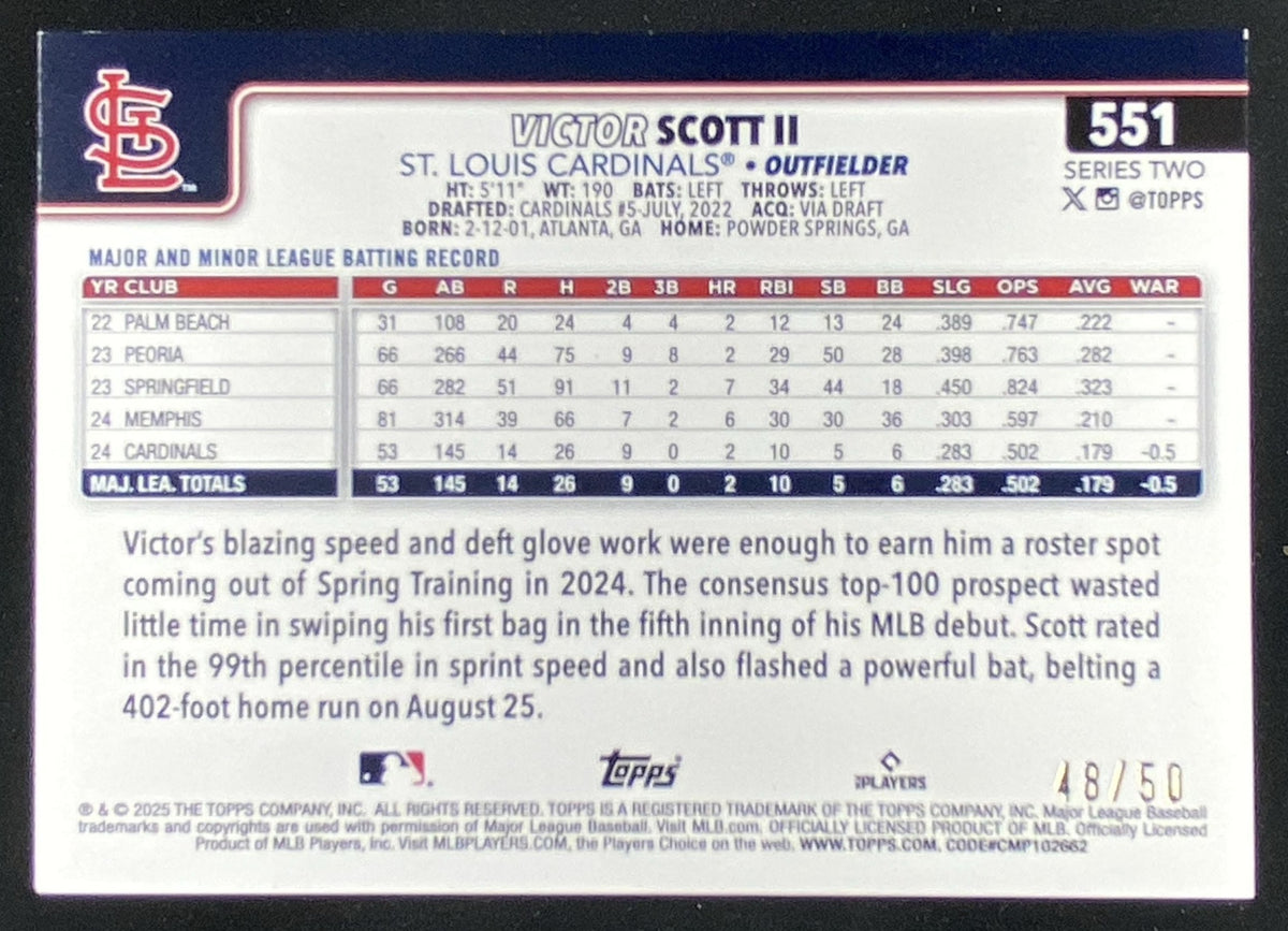 2025 Topps Victor Scott II #551 trading card
