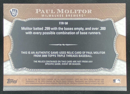 2009 Topps Triple Threads Paul Molitor #TTR-58 trading card