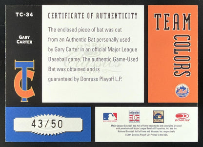 2004 Donruss Classics Team Colors Gary Carter Bat /50