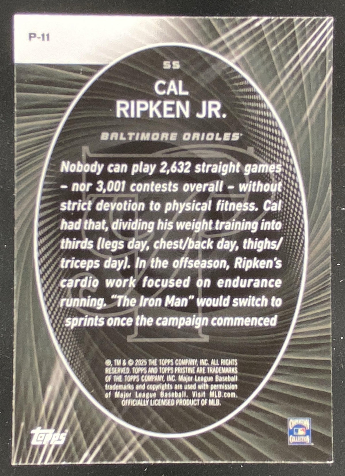 2025 Topps Pristine Cal Ripken Jr. #P-11 trading card