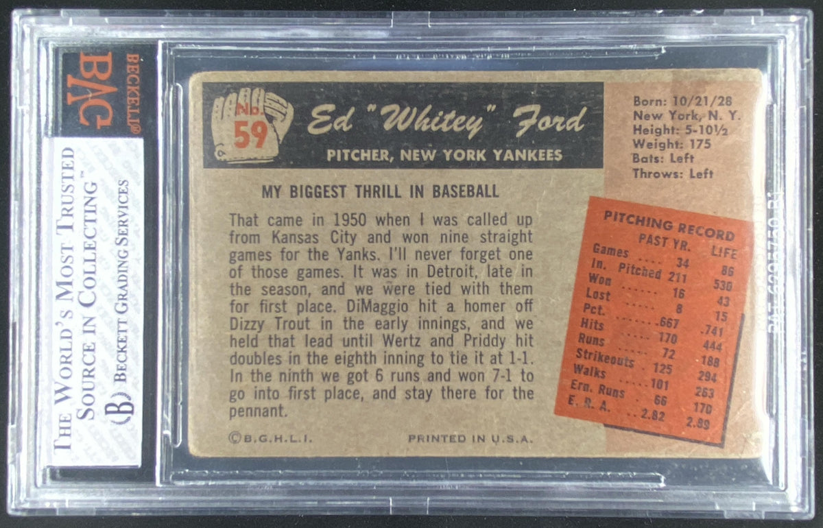 1955 Bowman Whitey Ford #59 graded BVG 2.5 trading card
