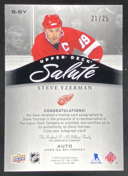 2025 Upper Deck SPx Steve Yzerman #S-SY trading card