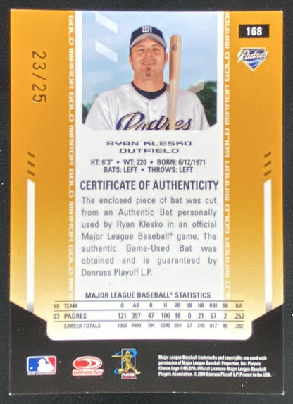 2004 Leaf Certified Materials Ryan Klesko #168 trading card