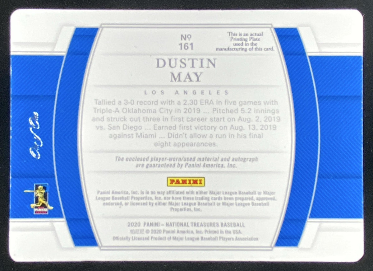 2020 Panini National Treasures Dustin May trading card