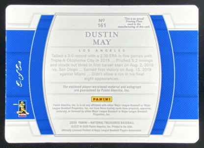 2020 Panini National Treasures Dustin May trading card