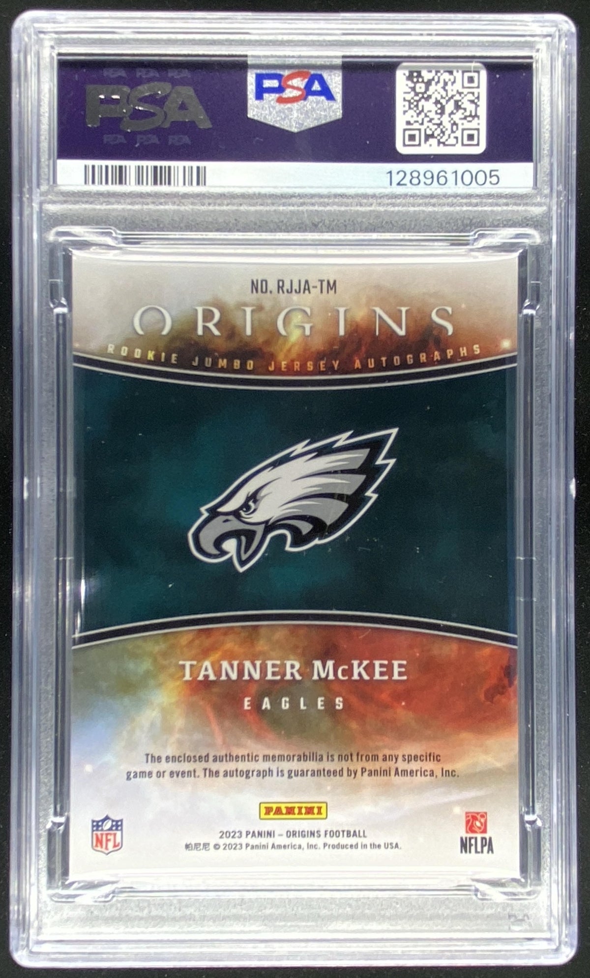2023 Panini Origins Tanner McKee graded PSA 8 trading card