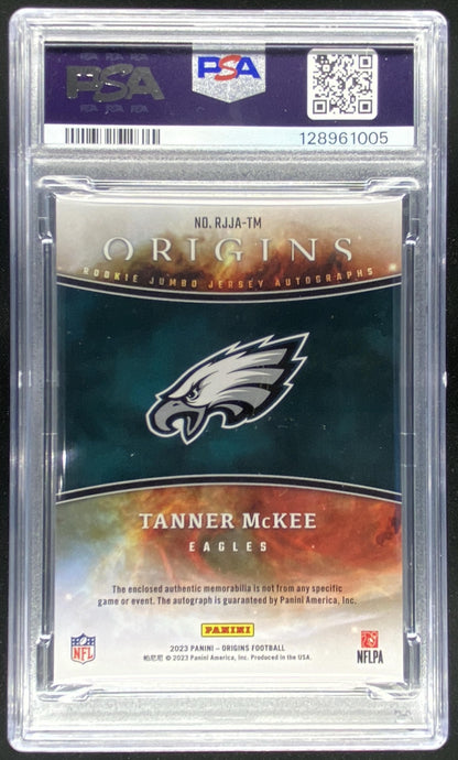 2023 Panini Origins Tanner McKee graded PSA 8 trading card