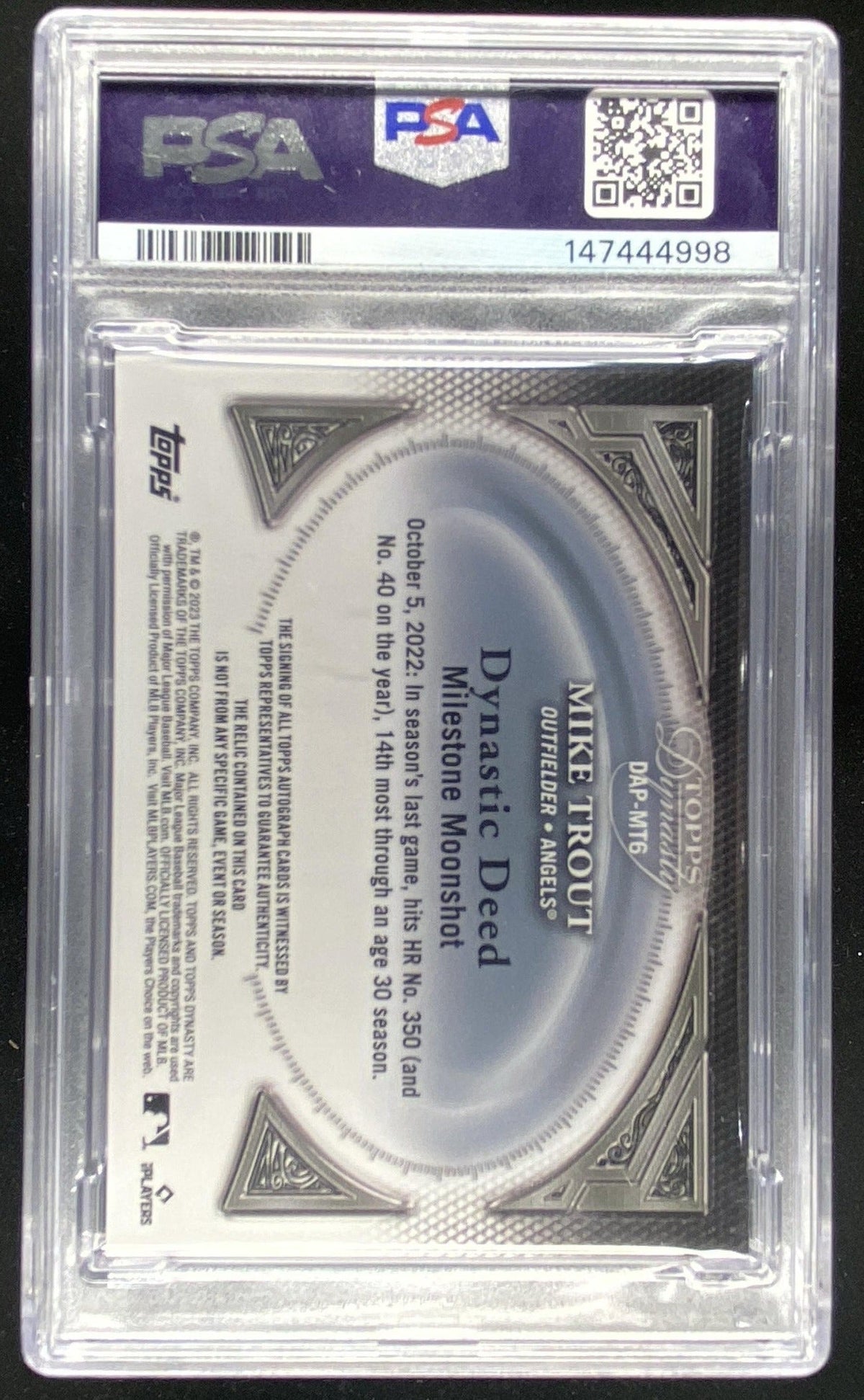 2023 Topps Dynasty Mike Trout #DAPMT6 graded PSA 9 trading card