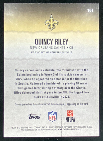 2025 Topps Signature Class Quincy Riley #161 trading card