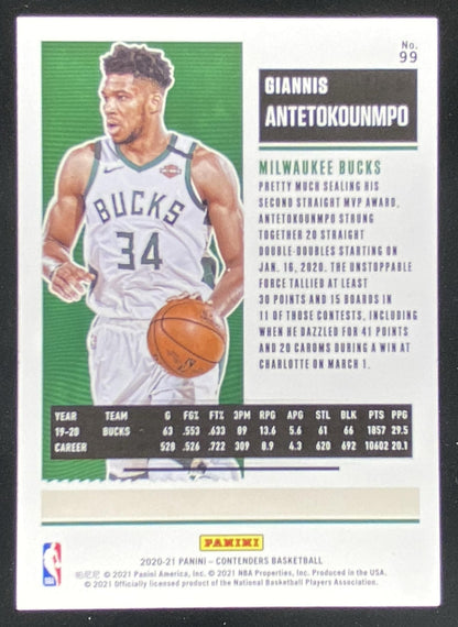 2020 Panini Contenders Giannis Antetokounmpo #99 trading card